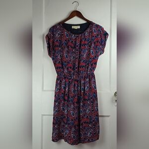 Michael Kors Red White and Blue Tie Dye Batik Print Dress M